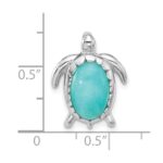 Sterling Silver Rhodium-plated Polished Amazonite Turtle Chain Slide - Image 4