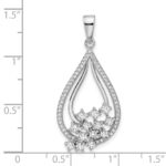 Pure Fire Sterling Silver Rhodium-plated Fancy CZ Drop Pendant - Image 4