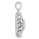 Sterling Silver Rhodium-plated CZ Floral Pendant - Image 2
