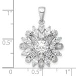 Sterling Silver Rhodium-plated CZ Floral Pendant - Image 4