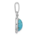 Sterling Silver Rhodium-plated Turquoise Oval Pendant - Image 2