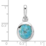 Sterling Silver Rhodium-plated Turquoise Oval Pendant - Image 4