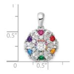 Sterling Silver Rhodium-pltd Rainbow Nano Crystal &Clear CZ Floral Pendant - Image 4