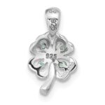 Sterling Silver RH-plated Emerald Four Leaf Clover Pendant - Image 3