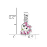 Sterling Silver Rhod-plated Multi-color Enameled Cat Children's Pendant - Image 4