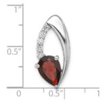 Sterling Silver Rhodium-plated Garnet and CZ Chain Slide - Image 4