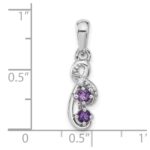 Sterling Silver Rhodium-plated Amethyst and CZ Swirl Pendant - Image 4