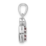 Sterling Silver Rhodium-plated Garnet and CZ Swirl Pendant - Image 2