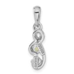Sterling Silver Rhodium-plated Peridot and CZ Swirl Pendant - Image 3