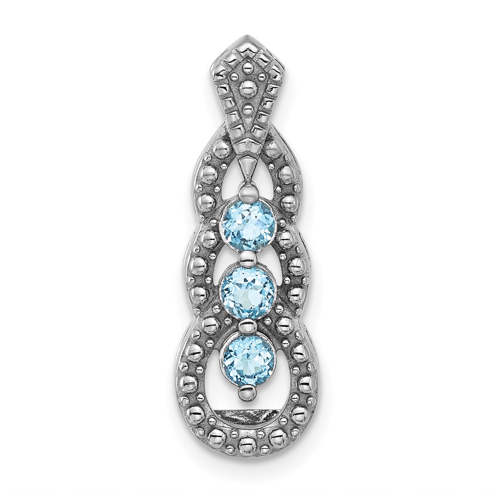 QP5865BT.jpg Sterling Silver Rhodium-plated Light Swiss Blue Topaz Chain Slide - Image 1
