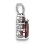 Sterling Silver Rhodium-plated Polished Garnet Paw Pendant - Image 2