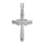 Sterling Silver Rhodium-plated London Blue Topaz Infinity Cross Pendant - Image 3