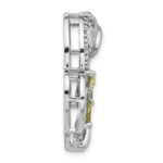 Sterling Silver Rhodium Peridot and White Topaz Rose Heart Chain Slide - Image 2