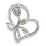 Sterling Silver Rhodium Peridot and White Topaz Rose Heart Chain Slide - Image 3