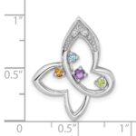 Sterling Silver Rhodium-plated Rainbow Multi-Gemstone Butterfly Chain Slide - Image 4