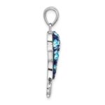 Sterling Silver Rhodium-plated Polished Crystal Dolphin Pendant - Image 2