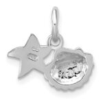 Sterling Silver Rhodium-plated Gold-tone Polished Starfish & Shell Pendant - Image 3