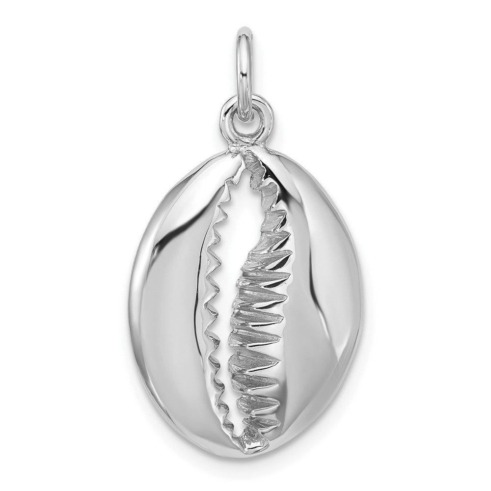 QP5911.jpg Sterling Silver Rhodium-plated Polished Cowrie Shell Pendant - Image 1
