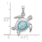 Sterling Silver Rhodium-plated Polished CZ Turtle Pendant - Image 4