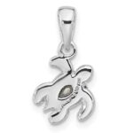 Sterling Silver Rhodium-plated Polished and Antiqued Crystal November Birthstone Turtle Pendant - Image 3