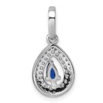 Sterling Silver Rhodium-plated Pear-shape Blue and White CZ Teardrop Pendant - Image 3