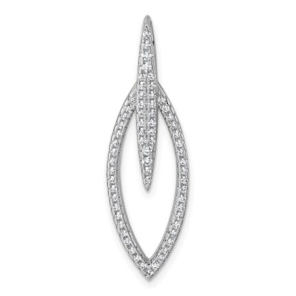 Sterling Silver Rhodium-plated CZ Oval Drop Pendant