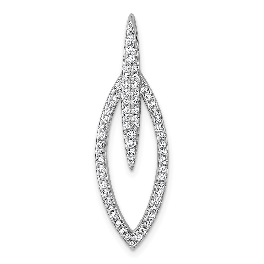 QP5932.jpg Sterling Silver Rhodium-plated CZ Oval Drop Pendant - Image 1