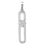 Sterling Silver Rhodium-plated CZ Twisted Rectangle Pendant - Image 3