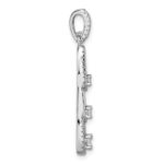 Sterling Silver Rhodium-plated 3-Stone CZ Dangle Pendant - Image 2