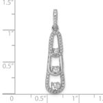 Sterling Silver Rhodium-plated 3-Stone CZ Dangle Pendant - Image 4
