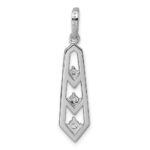 Sterling Silver Rhodium-plated 3-Stone CZ Pointed Pendant - Image 3