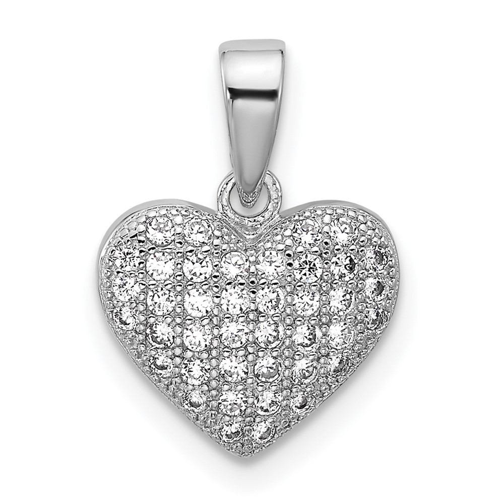 QP5937.jpg Sterling Silver Rhodium-plated Polished Pave CZ Heart Pendant - Image 1