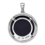 Sterling Silver Rhodium-plated Polished Onyx Circle and CZ Tree of Life Pendant - Image 3