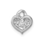 Sterling Silver Rhodium-plated Polished Pave CZ Heart Childrens Pendant - Image 3