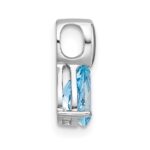 Sterling Silver Rhodium-plated Polished Pear Blue Topaz Teardrop Chain Slide Pendant - Image 2