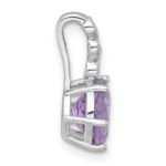 Sterling Silver Rhodium-plated Polished and Beaded Round Amethyst and White Topaz Chain Slide Pendant - Image 2