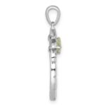 Sterling Silver Rhodium-plated Polished and Grooved Peridot and White Topaz Palm Tree Pendant - Image 2