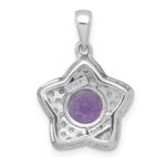 Sterling Silver Rhodium-plated Polished Peridot and White Topaz Star Pendant - Image 3