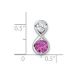 Sterling Silver Rhodium-plated Polished Round Lab Created Ruby and CZ Infinity Chain Slide Pendant - Image 4