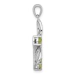 Sterling Silver Rhodium-plated Polished Peridot Dragonfly Pendant - Image 2
