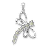 Sterling Silver Rhodium-plated Polished Peridot Dragonfly Pendant - Image 3