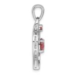 Sterling Silver Rhodium-plated Polished Garnet Open Heart Pendant - Image 2