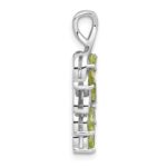 Sterling Silver Rhodium-plated Polished Peridot and White Topaz Leaves Chain Slide - Image 2