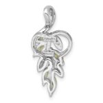 Sterling Silver Rhodium-plated Polished Peridot and White Topaz Leaves Chain Slide - Image 3