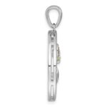 Sterling Silver Rhodium-plated Polished and Grooved Citrine and Peridot Beach Scene Circle Pendant - Image 2