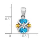 Sterling Silver Rhodium-plated Blue Topaz and Citrine Pendant - Image 4