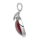 Sterling Silver Rhodium-plated Red CZ Cabochon Apple Pendant - Image 2