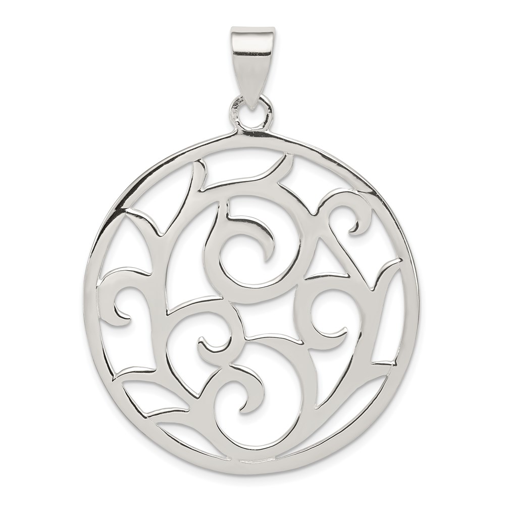 QP717.jpg Sterling Silver Fancy Round Pendant - Image 1