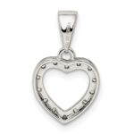 Sterling Silver Rhodium-plated CZ Heart Shape Pendant - Image 4