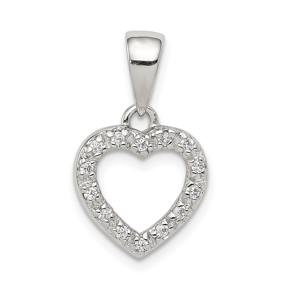 QP748.jpg Sterling Silver Rhodium-plated CZ Heart Shape Pendant - Image 1
